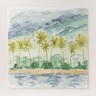 Quebra-cabeça Palm Trees Papais noeis Barbara California Waterco