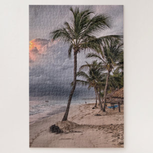 Quebra-cabeça Palmas de areia de praia tropical Sunset