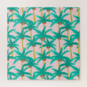 Quebra-cabeça Palmas Tropicais: Padrão de Verão de Aquarela