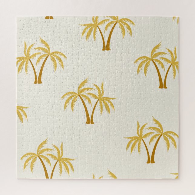 Quebra-cabeça Palmeiras Douradas: Têxtil Tropical. (Vertical)