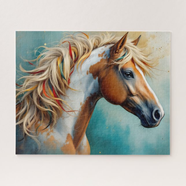 Quebra-cabeça Palomino Paint Mustang Retrato (Horizontal)