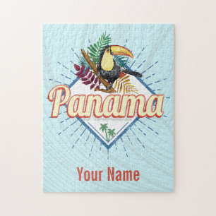 Quebra-cabeça Panamá City Toucan Retro Palm Trees Vintage