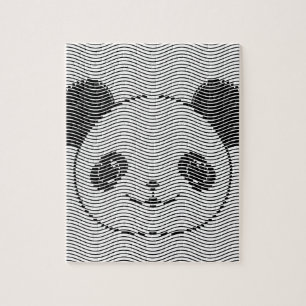 Quebra-cabeça Panda Bear Face On Wave Patterno