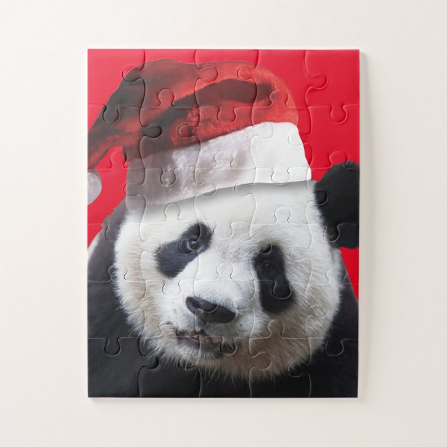 Quebra-cabeça Panda Bear Santa Claus (Vertical)