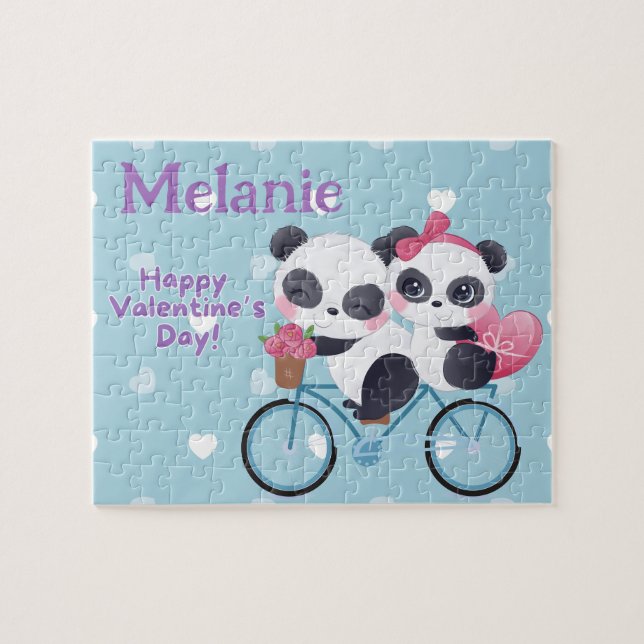 Quebra-cabeça Panda Bear Valentine's Custom Kid Puzzle  (Horizontal)