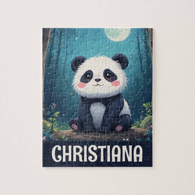 Quebra-cabeça Panda Caprichoso Personalizado em uma Floresta (Vertical)