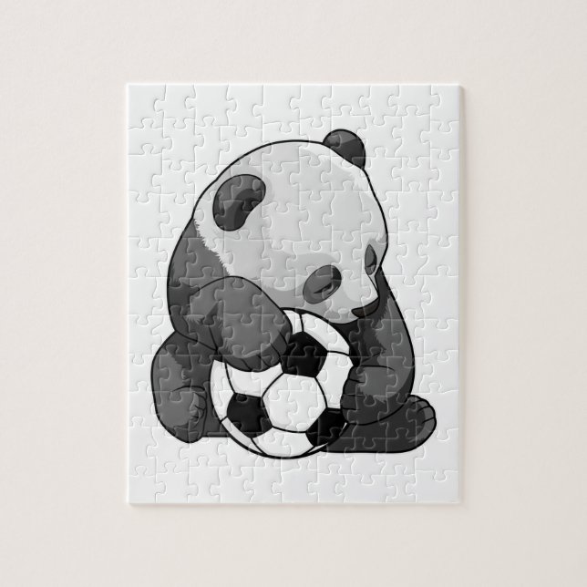 Quebra-cabeça Panda com bola de futebol (Vertical)