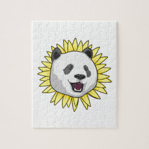 Quebra-cabeça Panda com girassol