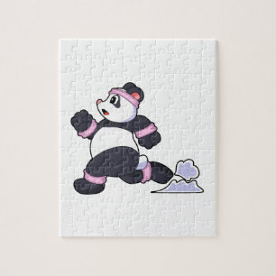 Quebra-cabeça Panda como corredor na corrida