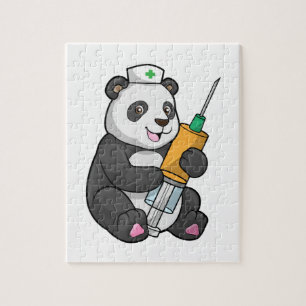 Quebra-cabeça Panda como enfermeira com seringa