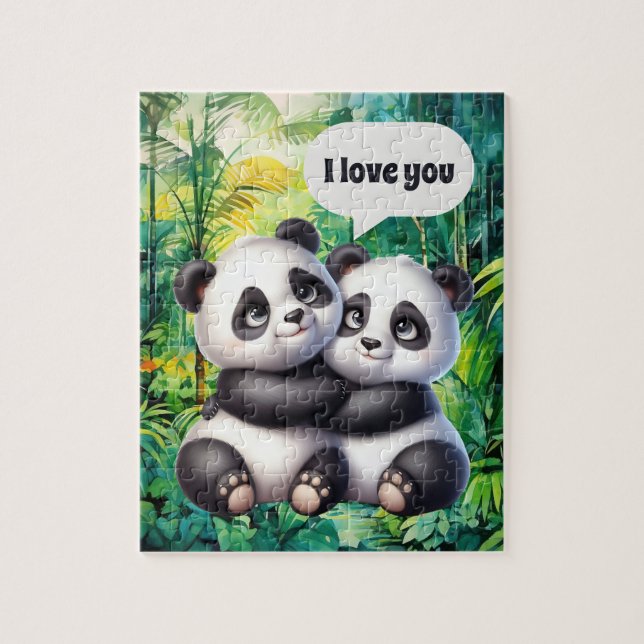 Quebra-cabeça Panda de amor fofo personalizável (Vertical)