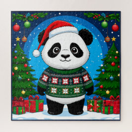 Quebra-cabeça Panda de Natal de Suéter para a Família das Festas