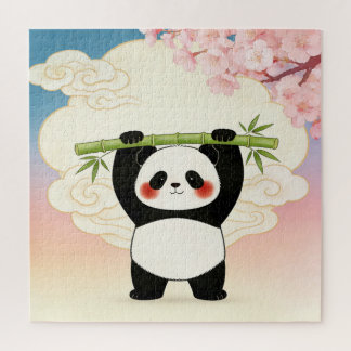 Quebra-cabeça Panda Divertido com Puzzle de Bambu