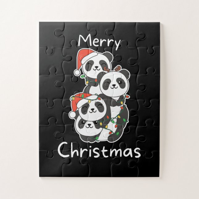 Quebra-cabeça Panda Natal Árvore de Natal Pandas (Vertical)
