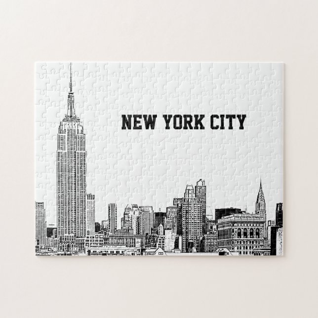 Quebra-cabeça Panorama da Cidade de Nova York Gravado 01 (Horizontal)