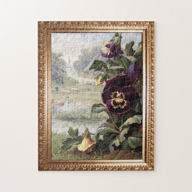 Quebra-cabeça Pansias Vintage e Cena Rústica (Vertical)