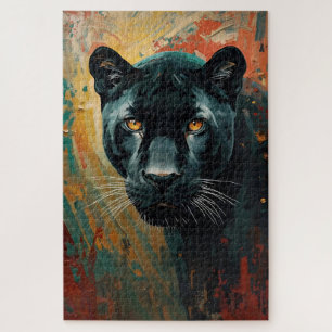 Quebra-cabeça Pantera Negra Artística – Pintura a Óleo Vibrante