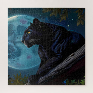 Quebra-cabeça Pantera Negra Cura sobre uma Lua Azul-Árvore