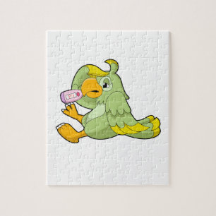 Quebra-cabeça Papagaio com termômetro clínico