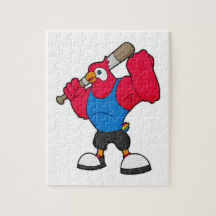 Quebra-cabeça Papagaio no Baseball com bastão de beisebol