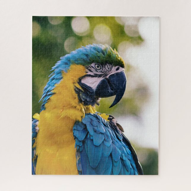 Quebra-cabeça Papagaio Tropical de Macaw Azul e Amarelo (Vertical)