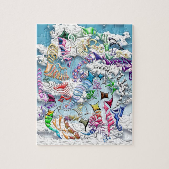 Quebra-cabeça Papagaios de luta -- Azul (Vertical)