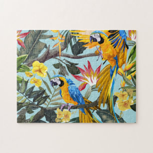 Quebra-cabeça Papagaios e Palmas Tropicais