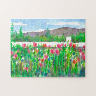 Quebra-cabeça Papagaios Pintados Flores Aquáticas