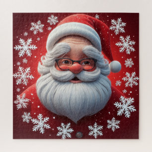 Quebra-cabeça Papai Noel Alegre Rodeado de Flocos de Neve