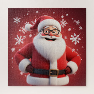 Quebra-cabeça Papai Noel Alegre Rodeado de Flocos de Neve