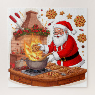 Quebra-cabeça Papai Noel Aproveitando o Jantar de Natal Perto da