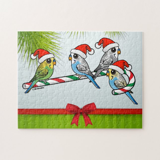 Quebra-cabeça Papai noel Budgies do bastão de doces (Horizontal)