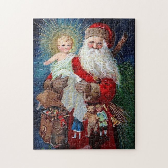 Quebra-cabeça Papai Noel com criança do cristo (Vertical)