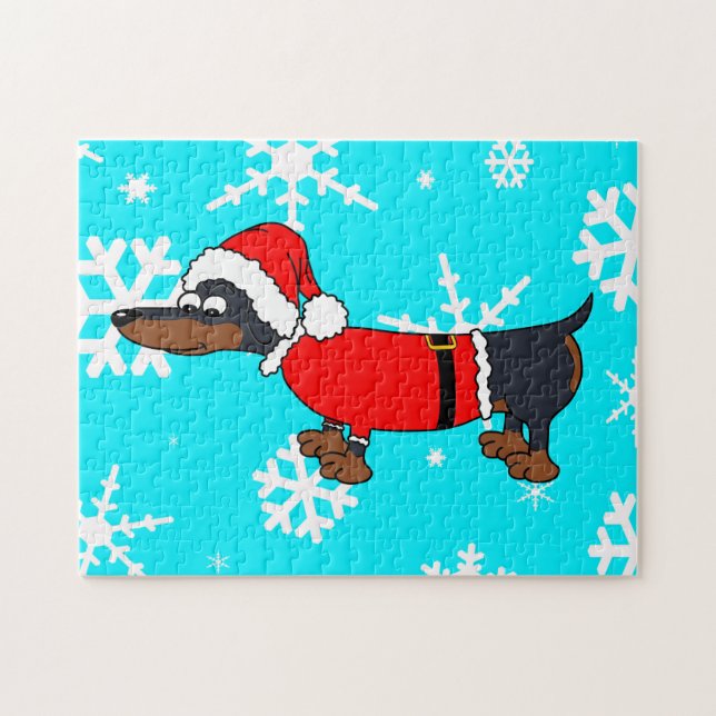 Quebra-cabeça Papai noel Dachshund Dog Snowflake Design Quebra-c (Horizontal)
