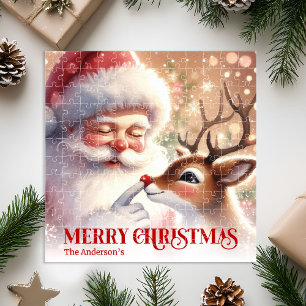 Quebra-cabeça Papai Noel Festivo Rudolph Presente Personalizado