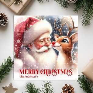 Quebra-cabeça Papai Noel Festivo Rudolph Presente Personalizado