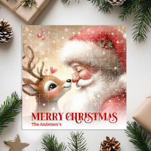 Quebra-cabeça Papai Noel Festivo Rudolph Presente Personalizado