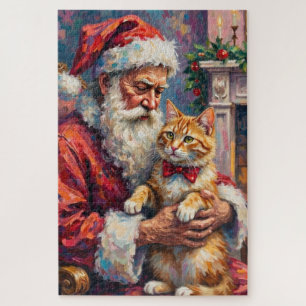 Quebra-cabeça Papai Noel Gato Angora Turco Arte Natal