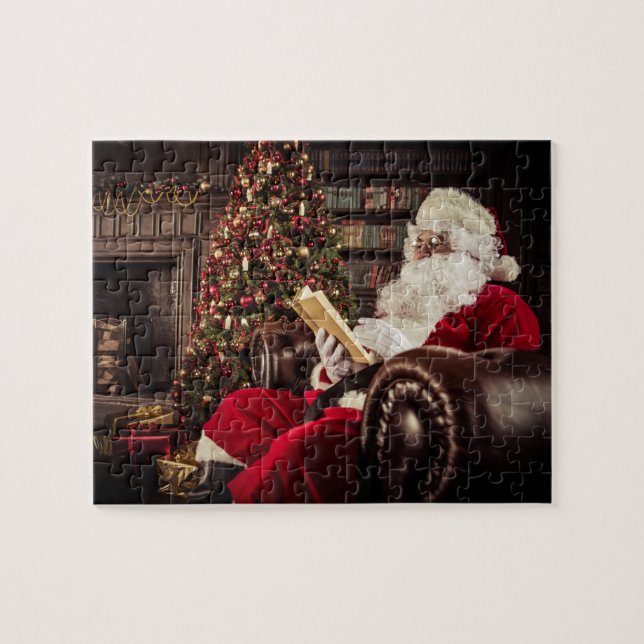 Quebra-cabeça Papai Noel Lendo Nas Férias De Natal Da Biblioteca (Horizontal)