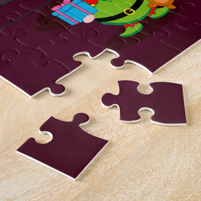 Quebra-cabeça Papai Noel Negro entregando presentes de Natal, (Lateral)