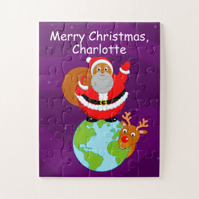 Quebra-cabeça Papai Noel Negro na Terra, (Vertical)