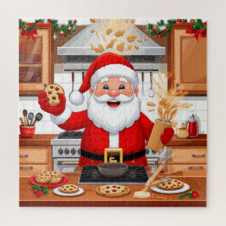 Quebra-cabeça Papai Noel Preparando Guloseimas de Natal na Cozin