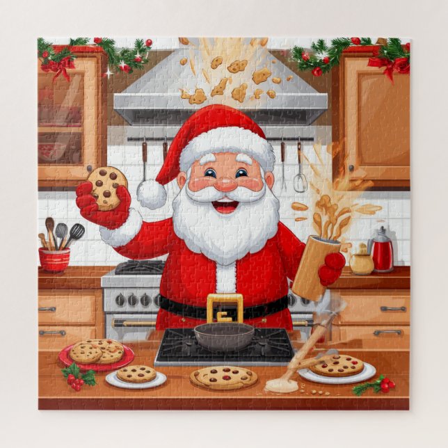 Quebra-cabeça Papai Noel Preparando Guloseimas de Natal na Cozin (Vertical)
