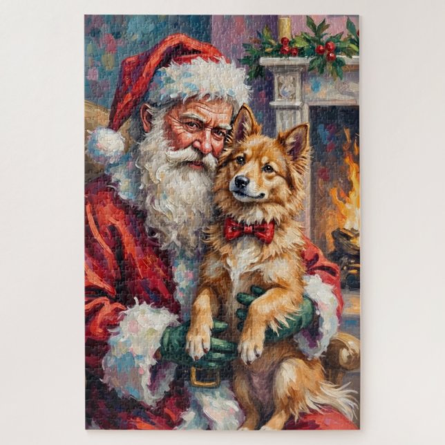 Quebra-cabeça Papai Noel segurando a arte de Natal do Finnish La (Vertical)