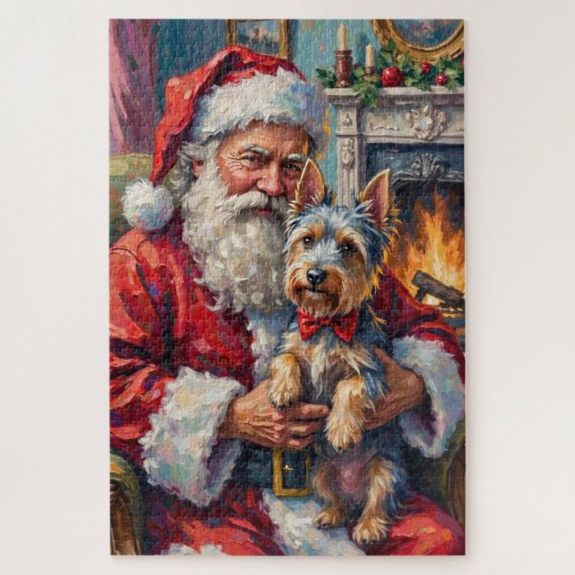 Quebra-cabeça Papai Noel segurando a Arte de Natal do Skye Terri (Vertical)