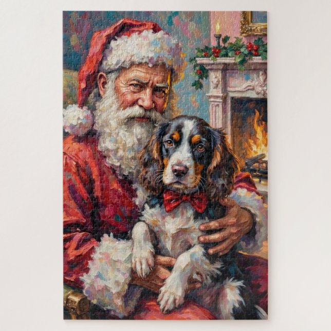 Quebra-cabeça Papai Noel segurando a arte de Natal do Springer S (Vertical)