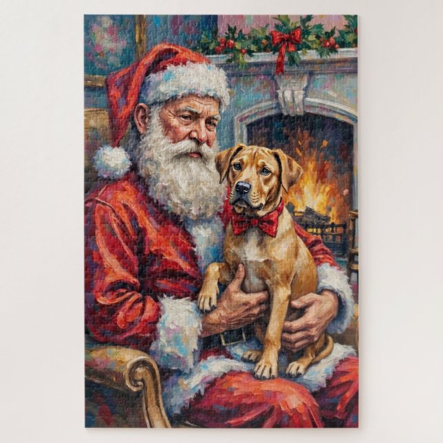 Quebra-cabeça Papai Noel segurando a Arte de Natal Shar Pei (Vertical)