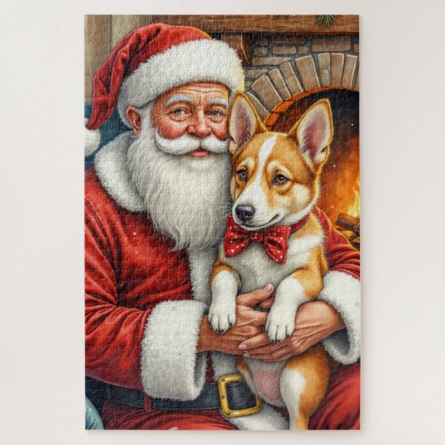 Quebra-cabeça Papai Noel segurando Australian Cattle Dog de Nata (Vertical)