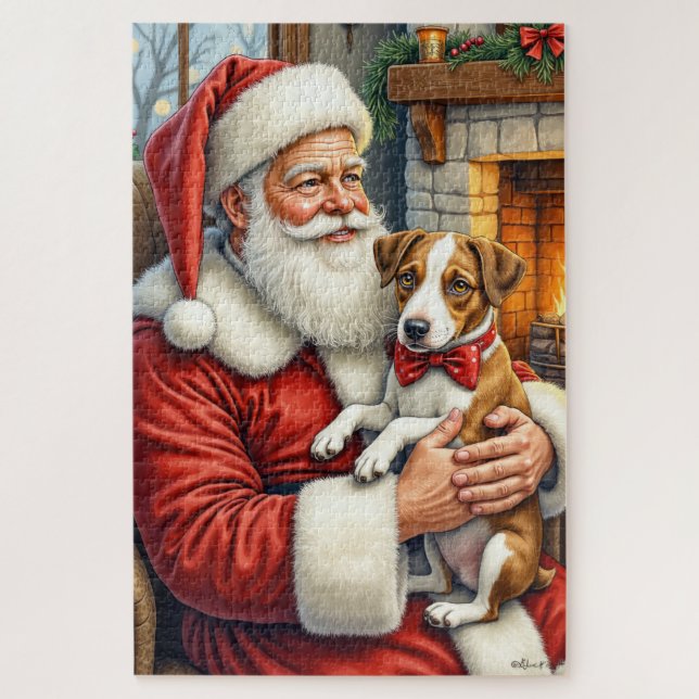 Quebra-cabeça Papai Noel segurando o Chesapeake Bay Terrier (Vertical)