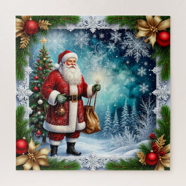 Quebra-cabeça Papai Noel tradicional na Terra do Natal (Vertical)